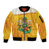Oktoberfest Bratwurst Hotdog Personalized Sleeve Zip Bomber Jacket Bavarian Pattern Foam Beer Style