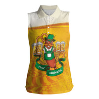 Oktoberfest Bratwurst Hotdog Personalized Women Sleeveless Polo Shirt Bavarian Pattern Foam Beer Style
