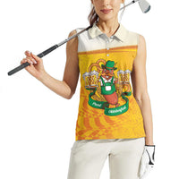 Oktoberfest Bratwurst Hotdog Personalized Women Sleeveless Polo Shirt Bavarian Pattern Foam Beer Style