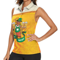 Oktoberfest Bratwurst Hotdog Personalized Women Sleeveless Polo Shirt Bavarian Pattern Foam Beer Style