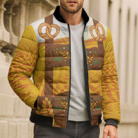 Oktoberfest Lederhosen Pretzel Bomber Puffer Jacket Bavarian Pattern Foam Beer Style