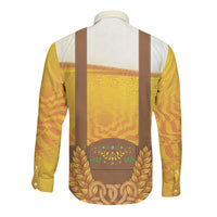 Oktoberfest Lederhosen Pretzel Long Sleeve Button Shirt Bavarian Pattern Foam Beer Style