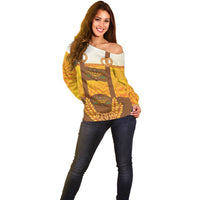 Oktoberfest Lederhosen Pretzel Off Shoulder Sweater Bavarian Pattern Foam Beer Style