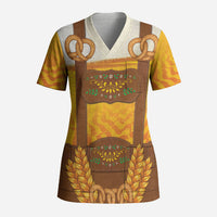 Oktoberfest Lederhosen Pretzel Scrub Top Bavarian Pattern Foam Beer Style