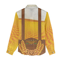 Oktoberfest Lederhosen Pretzel Women Casual Shirt Bavarian Pattern Foam Beer Style