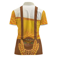 Oktoberfest Lederhosen Pretzel Women Polo Shirt Bavarian Pattern Foam Beer Style