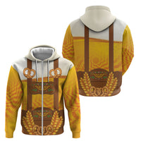 Oktoberfest Lederhosen Pretzel Zip Hoodie Bavarian Pattern Foam Beer Style