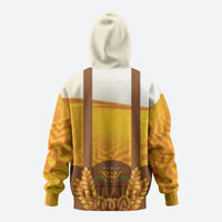 Oktoberfest Lederhosen Pretzel Zip Hoodie Bavarian Pattern Foam Beer Style