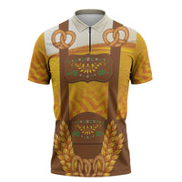 Oktoberfest Lederhosen Pretzel Zipper Polo Shirt Bavarian Pattern Foam Beer Style