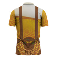 Oktoberfest Lederhosen Pretzel Zipper Polo Shirt Bavarian Pattern Foam Beer Style
