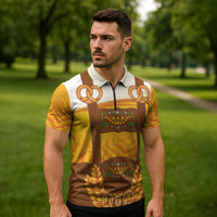 Oktoberfest Lederhosen Pretzel Zipper Polo Shirt Bavarian Pattern Foam Beer Style
