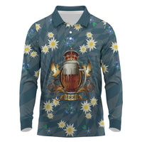 Oktoberfest Eagle Beer Prost Long Sleeve Polo Shirt Bavarian Polygon Pattern