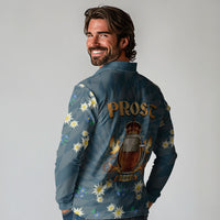 Oktoberfest Eagle Beer Prost Long Sleeve Polo Shirt Bavarian Polygon Pattern