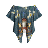 Oktoberfest Eagle Beer Prost Off Shoulder Wrap Waist Top Bavarian Polygon Pattern