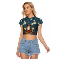 Oktoberfest Eagle Beer Prost Raglan Cropped T Shirt Bavarian Polygon Pattern