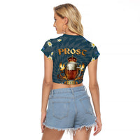 Oktoberfest Eagle Beer Prost Raglan Cropped T Shirt Bavarian Polygon Pattern