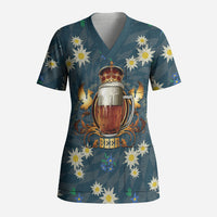 Oktoberfest Eagle Beer Prost Scrub Top Bavarian Polygon Pattern