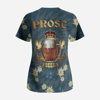 Oktoberfest Eagle Beer Prost Scrub Top Bavarian Polygon Pattern