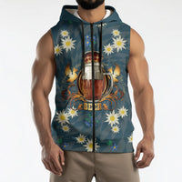 Oktoberfest Eagle Beer Prost Sleeveless Zip Hoodie Bavarian Polygon Pattern