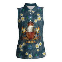 Oktoberfest Eagle Beer Prost Women Sleeveless Polo Shirt Bavarian Polygon Pattern