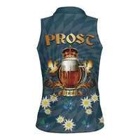 Oktoberfest Eagle Beer Prost Women Sleeveless Polo Shirt Bavarian Polygon Pattern