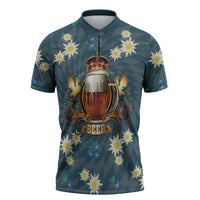 Oktoberfest Eagle Beer Prost Zipper Polo Shirt Bavarian Polygon Pattern