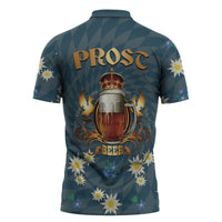 Oktoberfest Eagle Beer Prost Zipper Polo Shirt Bavarian Polygon Pattern