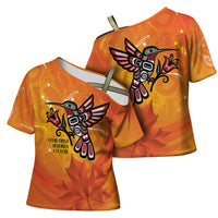 Canada Orange Shirt Day Haida Hummingbird Cross Shoulder Shirt September 30 Truth and Reconciliation