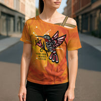 Canada Orange Shirt Day Haida Hummingbird Cross Shoulder Shirt September 30 Truth and Reconciliation