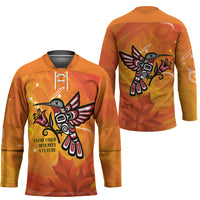 Canada Orange Shirt Day Haida Hummingbird Hockey Jersey September 30 Truth and Reconciliation