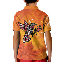Canada Orange Shirt Day Haida Hummingbird Kid Polo Shirt September 30 Truth and Reconciliation