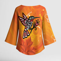 Canada Orange Shirt Day Haida Hummingbird Kimono Sleeve Blouse September 30 Truth and Reconciliation