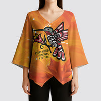 Canada Orange Shirt Day Haida Hummingbird Kimono Sleeve Blouse September 30 Truth and Reconciliation
