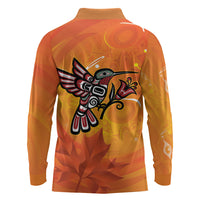 Canada Orange Shirt Day Haida Hummingbird Long Sleeve Polo Shirt September 30 Truth and Reconciliation