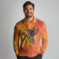 Canada Orange Shirt Day Haida Hummingbird Long Sleeve Polo Shirt September 30 Truth and Reconciliation