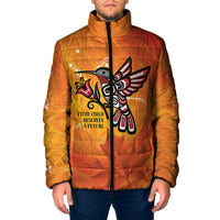 Canada Orange Shirt Day Haida Hummingbird Padded Jacket September 30 Truth and Reconciliation