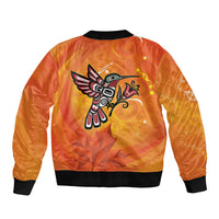 Canada Orange Shirt Day Haida Hummingbird Sleeve Zip Bomber Jacket September 30 Truth and Reconciliation