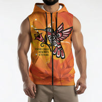 Canada Orange Shirt Day Haida Hummingbird Sleeveless Zip Hoodie September 30 Truth and Reconciliation