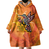 Canada Orange Shirt Day Haida Hummingbird Wearable Blanket Hoodie September 30 Truth and Reconciliation