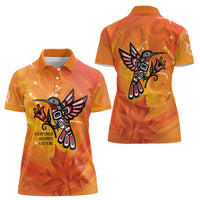 Canada Orange Shirt Day Haida Hummingbird Women Polo Shirt September 30 Truth and Reconciliation