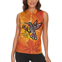 Canada Orange Shirt Day Haida Hummingbird Women Sleeveless Polo Shirt September 30 Truth and Reconciliation