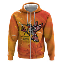 Canada Orange Shirt Day Haida Hummingbird Zip Hoodie September 30 Truth and Reconciliation