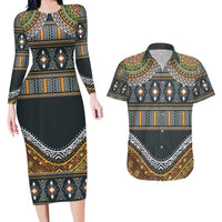 Africa Ethnic Native Pattern Couples Matching Long Sleeve Bodycon Dress and Hawaiian Shirt LT9 - Wonder Print Shop