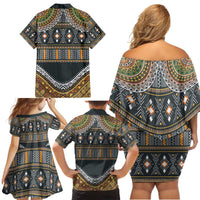 Africa Ethnic Native Pattern Family Matching Off Shoulder Short Dress and Hawaiian Shirt LT9 - Wonder Print Shop