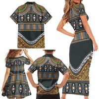 Africa Ethnic Native Pattern Family Matching Short Sleeve Bodycon Dress and Hawaiian Shirt - Wonder Print Shop