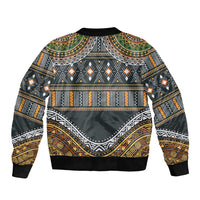 Africa Ethnic Native Pattern Sleeve Zip Bomber Jacket - Wonder Print Shop
