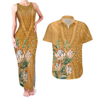 Africa King Proteas Dashiki Motif Couples Matching Tank Maxi Dress and Hawaiian Shirt Gold Style LT9 - Wonder Print Shop
