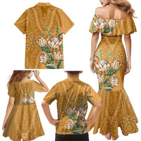 Africa King Proteas Dashiki Motif Family Matching Mermaid Dress and Hawaiian Shirt Gold Style LT9 - Wonder Print Shop