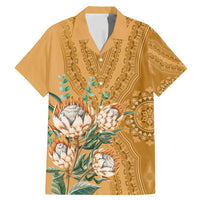 Africa King Proteas Dashiki Motif Family Matching Mermaid Dress and Hawaiian Shirt Gold Style LT9 - Wonder Print Shop