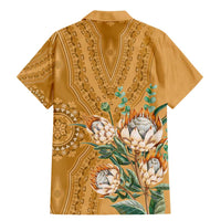 Africa King Proteas Dashiki Motif Family Matching Mermaid Dress and Hawaiian Shirt Gold Style LT9 - Wonder Print Shop